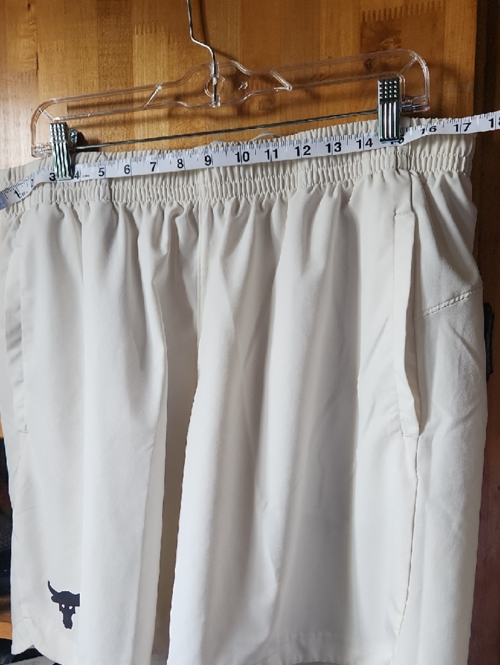 Under Armour Cream Athletic Shorts with Black Logos - Picture 4 of 10